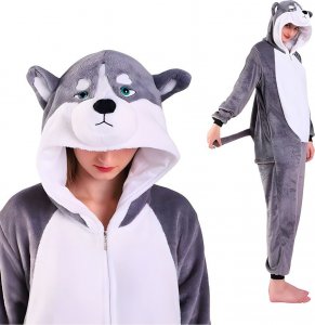 nerd hunters Piżama Onesie Kigurumi Kostium Przebranie Szary Husky S: 145 - 155cm 1