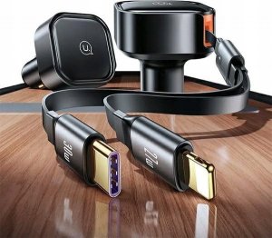 Ładowarka Usams Ładowarka samochodowa USAMS C41 ze zwijanym kablem 1xUSB-C, 1xLightning PD 30W Fast Charge czarny/black 6