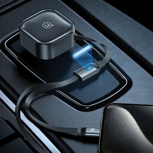 Ładowarka Usams Ładowarka samochodowa USAMS C41 ze zwijanym kablem 1xUSB-C, 1xLightning PD 30W Fast Charge czarny/black 9