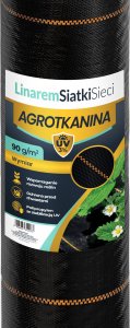 Linarem SiatkiSieci AGROTKANINA 90G 1,1x100m CZARNA AGROWŁÓKNINA UV 3% ANTYCHWASTOWA + KOŁKI 2