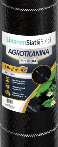 Linarem SiatkiSieci AGROTKANINA 135G 1,6x50m PREMIUM UV 3% AGROWŁÓKNINA MATA CZARNA + KOŁKI 2