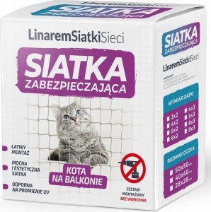 Linarem SiatkiSieci ZESTAW SIATKA NA BALKON DLA KOTA 8x3 BEZ WIERCENIA MARKA BEZPIECZNE KOTY 1