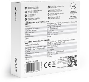 Savio SAVIO CT-01/B Czujnik temperatury i wilgotności, czarny 5