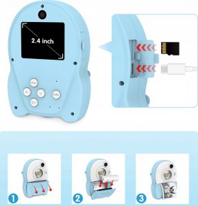 Aparat cyfrowy Shona Aparat z drukarką SHONA KCP04 4FUN BLUE 2