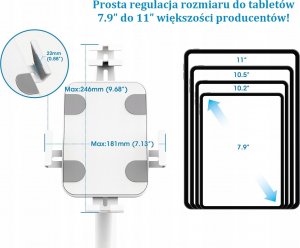 Stojak Techly Stojak podłogowy do iPad i tablet 9,7-10,1 cali z ramkš i blokadš 7