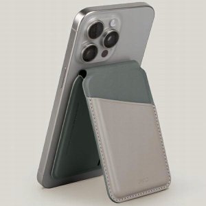Uniq UNIQ Lyden DS magnetic RFID wallet and phone stand beige-green/ivory-lichen green 3