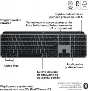 Klawiatura Logitech MX Keys S for Mac (920-011637) 6