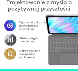 Logitech Combo Touch do iPada Air 11 cali (M2 & M3), iPada Air (4. i 5. generacji – 2020, 2022)(2024), QWERTY układ US international - Szary (920-012636) 8