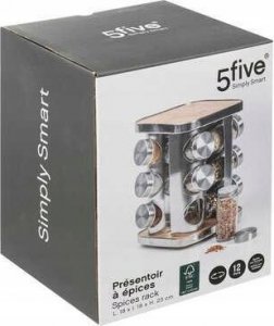5five Stojak na przyprawy, 12 słoiczków, bambus i stal nierdzewna 4