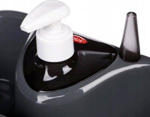 Dozownik do mydła 5five Zestaw do mycia naczyń z miejscem na gąbki i dozownikiem na płyn, kolor czarny 4