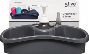 Dozownik do mydła 5five Zestaw do mycia naczyń z miejscem na gąbki i dozownikiem na płyn, kolor czarny 5