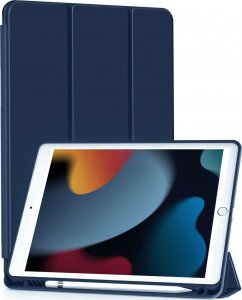 Etui na tablet Alogy Etui do Apple iPad 10.2 9 gen 8/7 2021/2020/2019 Smart Pencil Case Alogy TPU obudowa na tablet Granatowe + Szkło 1