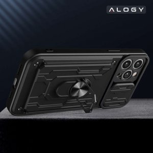 Etui na tablet Alogy Etui pancerne Alogy Camshield Stand Ring Wallet z osłonką na aparat i miejscem na karty do Apple iPhone 14 Pro czarne 4