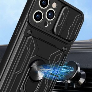 Etui na tablet Alogy Etui pancerne Alogy Camshield Stand Ring Wallet z osłonką na aparat i miejscem na karty do Apple iPhone 14 Pro czarne 6