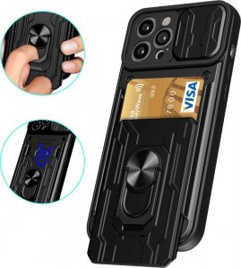 Etui na tablet Alogy Etui pancerne Alogy Camshield Stand Ring Wallet z osłonką na aparat i miejscem na karty do Apple iPhone 14 Pro czarne 7