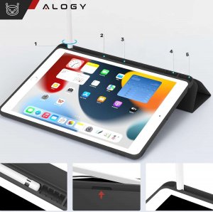 Etui na tablet Alogy Etui do Apple iPad 10.2 9 gen 8/7 2021/2020/2019 Smart Pencil Case TPU obudowa na tablet Czarne 8