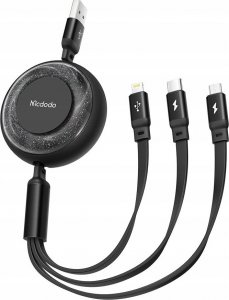 Ładowarka Mcdodo MCDODO KABEL USB 3W1 ZWIJANY SZYBKIE ŁADOWANIE USB-C LIGHTNING MICRO 66W 7