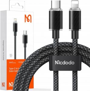 Kabel USB Mcdodo MCDODO ŁADOWARKA KABEL USB-C LIGHTNING DO IPHONE 11 12 13 14 PRO 2M CZARNY 1