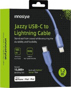 Kabel USB Innostyle INNOSTYLE JAZZY KABEL USB-C LIGHTNING MFI SZYBKIEGO ŁADOWANIA DO IPHONE KEVLAR 1M NIEBIESKI 1