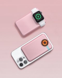 Powerbank Innostyle INNOSTYLE POWERDUO 2W1 SZYBKI POWERBANK INDUKCYJNY DO MAGSAFE WATCH 10000MAH RÓŻOWY 9