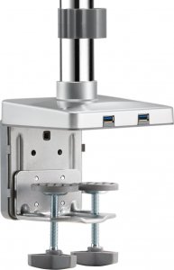 HDWR Uchwyt gazowy na 3 monitory, srebrny z dwoma portami USB, HDWR SolidHand-BG03SU 3