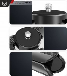 Selfie stick Alogy Uchwyt mini statyw na telefon aparat stojak podstawka regulowany obrotowy 360 Tripod selfie do zdjęć Alogy Czarny 11