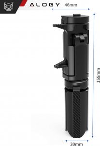 Selfie stick Alogy Uchwyt mini statyw na telefon aparat stojak podstawka regulowany obrotowy 360 Tripod selfie do zdjęć Alogy Czarny 3