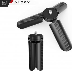 Selfie stick Alogy Uchwyt mini statyw na telefon aparat stojak podstawka regulowany obrotowy 360 Tripod selfie do zdjęć Alogy Czarny 5