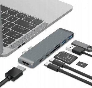 Adapter USB Co2 Adapter Do Komputera Co2, Hub 7W1 Do Apple, Do Macbook Pro / Air Retina, Space Gray 1