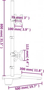vidaXL Stojak biurkowy na 2 monitory 13" - 27" (358007) 6