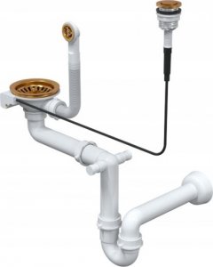 Zlewozmywak Owen OWEN 111 GraniteQ zlewozmywak z syfonem Push 2 Open 1-komorowy z/o (760x500x215; kom. 330x430) black diamond / elementy miedziane 3