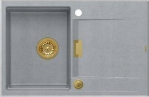 Zlewozmywak Owen OWEN 111 GraniteQ zlewozmywak z syfonem Push 2 Open 1-komorowy z/o (760x500x215; kom. 330x430) black diamond / elementy miedziane 4