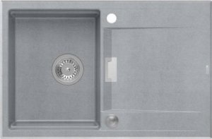 Zlewozmywak Owen OWEN 111 GraniteQ zlewozmywak z syfonem Push 2 Open 1-komorowy z/o (760x500x215; kom. 330x430) silver stone / elementy stalowe 2