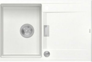 Zlewozmywak Owen OWEN 111 GraniteQ zlewozmywak z syfonem Push 2 Open 1-komorowy z/o (760x500x215; kom. 330x430) snow white / elementy stalowe 2