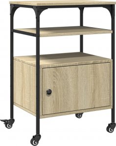 vidaXL Stojak na drukarkę, 3-poziomowy, dąb sonoma, 50x40x76 cm 2