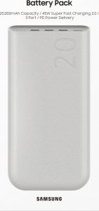 Powerbank Samsung EB-P4520XUEGEU 20000mAh Kremowy 6