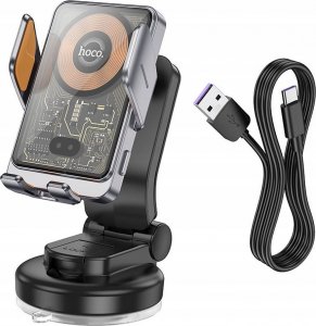 Hoco HOCO uchwyt samochodowy indukcyjny do szyby / deski 15W HW8 czarny 4