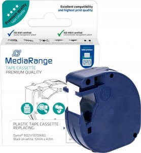 MediaRange Taśma do drukarek. komp. Dymo 12mmx4m laminowany czarny/biały 2