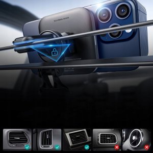 ESR Uchwyt samochodowy na kokpit / kratkę ESR Halolock QI2 z ładowarką indukcyjną 15W Black 4