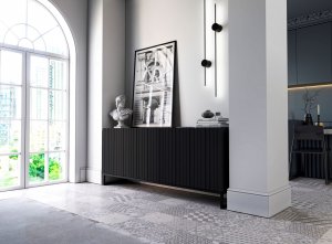 Meble Lindner Komoda RTV Industrialna Szafka RTV Loft Czarny MAT 168 cm Czarna Rama Metalowa 3