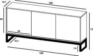 Meble Lindner Komoda RTV Industrialna Szafka RTV Loft Czarny MAT 168 cm Czarna Rama Metalowa 6
