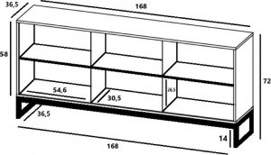 Meble Lindner Komoda RTV Industrialna Szafka RTV Loft Czarny MAT 168 cm Czarna Rama Metalowa 7