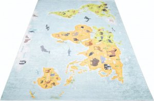 Profeos Niebiesko-kolorowy dywan dla dzieci z mapą - Asan 3X 120x170 1