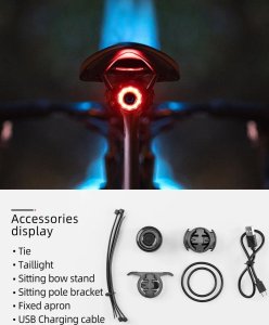RockBros Lampa rowerowa Rockbros Q3 tylna z inteligentnym systemem stop - czarna 14