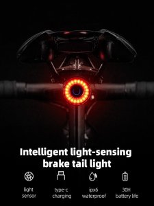 RockBros Lampa rowerowa Rockbros Q3 tylna z inteligentnym systemem stop - czarna 17