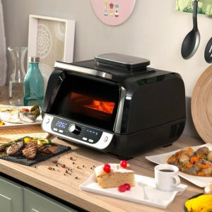 Frytkownica beztłuszczowa InnovaGoods Frytkownica na gorące powietrze z grillem, akcesoriami i książką kucharską InnovaGoods Fryinn 12-in-1 6000 Czarny Stal 3400 W 6 1