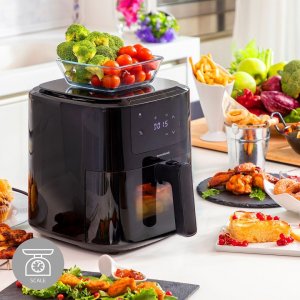 Frytkownica beztłuszczowa InnovaGoods Frytkownica na gorące powietrze z wagą InnovaGoods Fryinn Balance 5000 Czarny 1500 W 5 L Stal nierdzewna 1