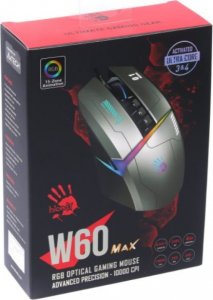 Mysz A4Tech A4tech Bloody Myš W60 Max Activated, podsvícená herní myš, 12000 DPI, USB, Šedá 8