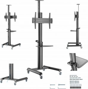 Gembird Stojak pod telewizor aluminiowy mobilny 37-70 cali Czarny 3