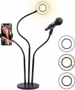 Lampa pierścieniowa ECOBOX LAMPA LED PIERŚCIENIOWA SELFIE RING MAKIJAŻ STATYW 3
